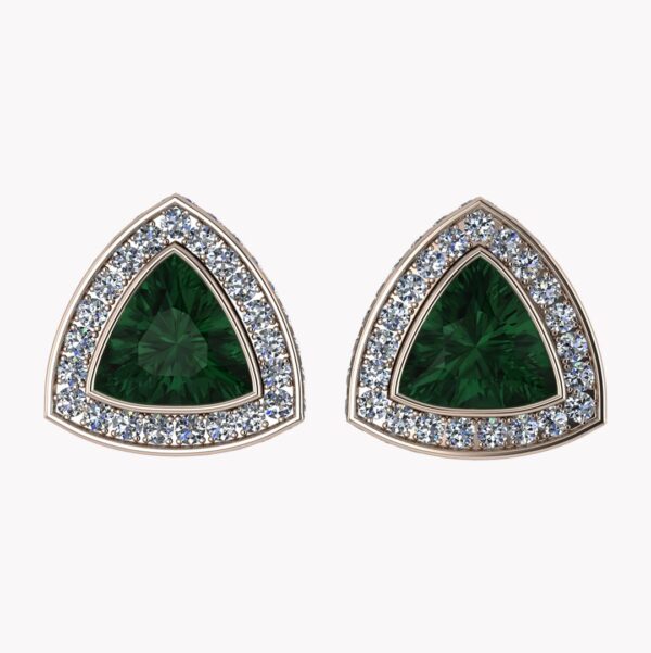 Örhängen i rödguld med gröna ädelstenar