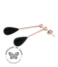 örhängen rödguld med svart onyx