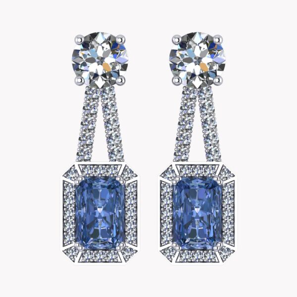 Örhängen med blå safirer och diamanter