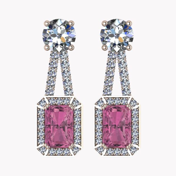 Örhängen med rosa stenar och diamanter