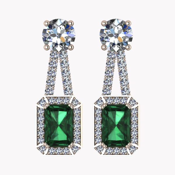Örhängen med diamanter och smaragder