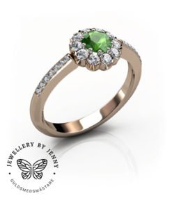 Ring i roséguld med diamanter och peridot