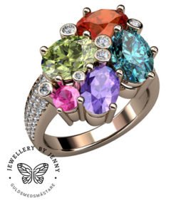 Candy ring med färgstenar