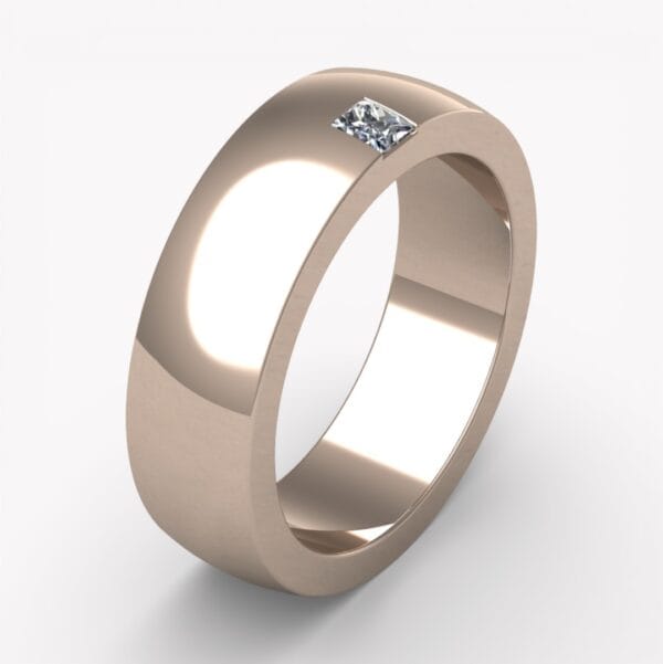 ring i roséguld med prinsesslipad diamant