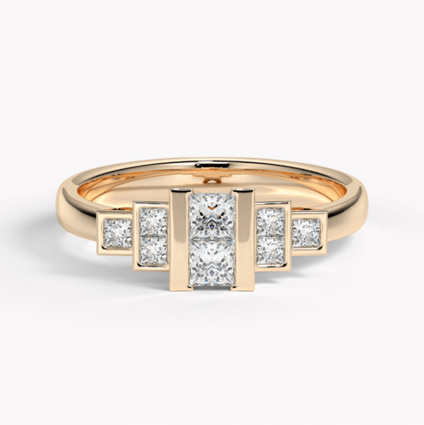 ring i roséguld med diamanter