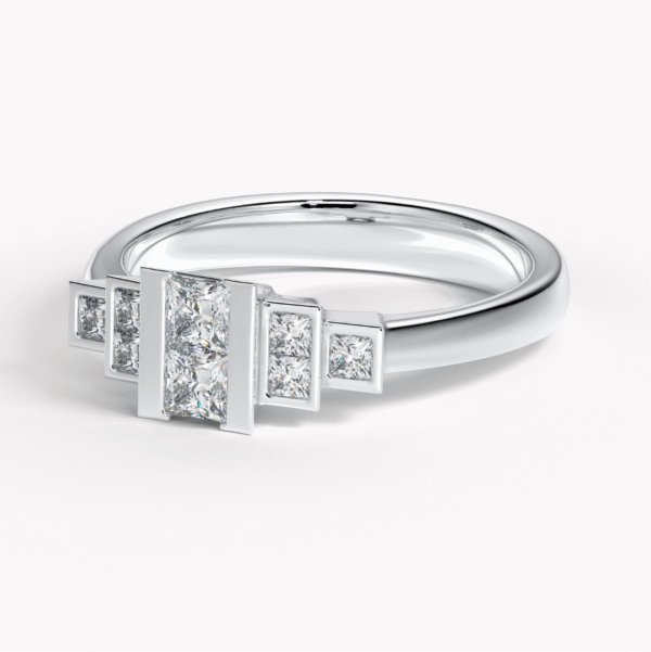 vigselring vitguld med prinsesslipade diamanter