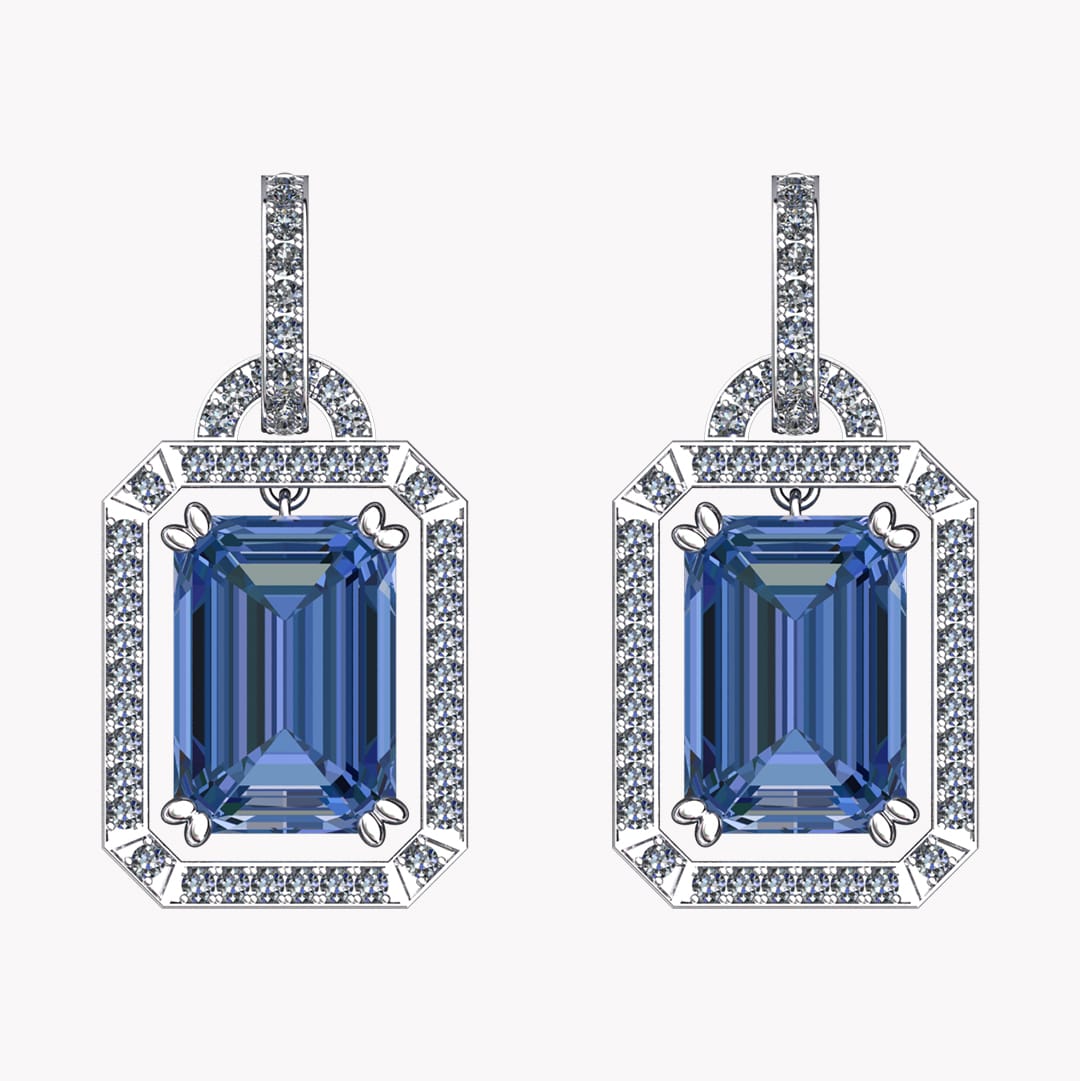 Art deco örhängen med safirer