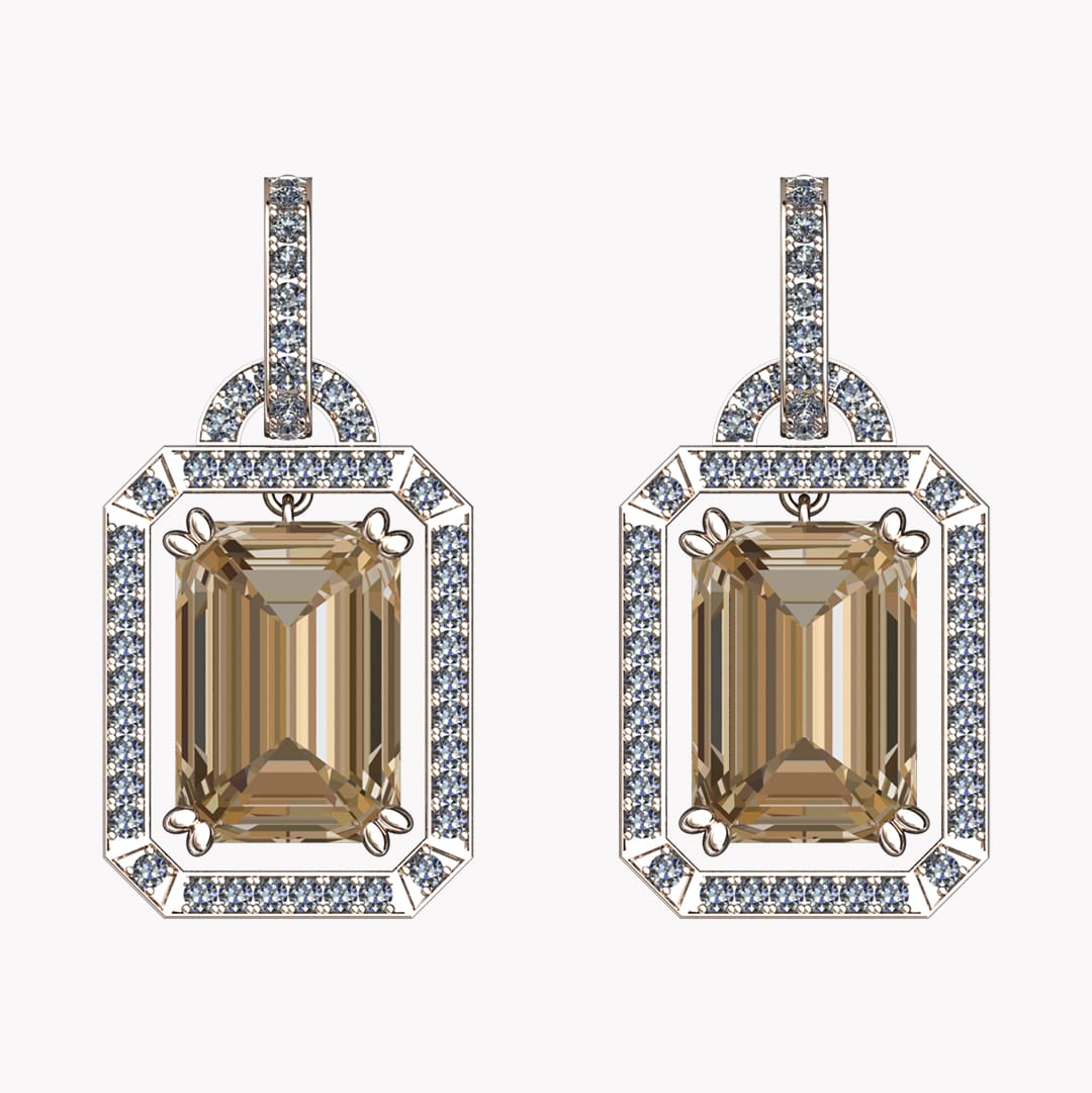 Örhängen med brun diamant