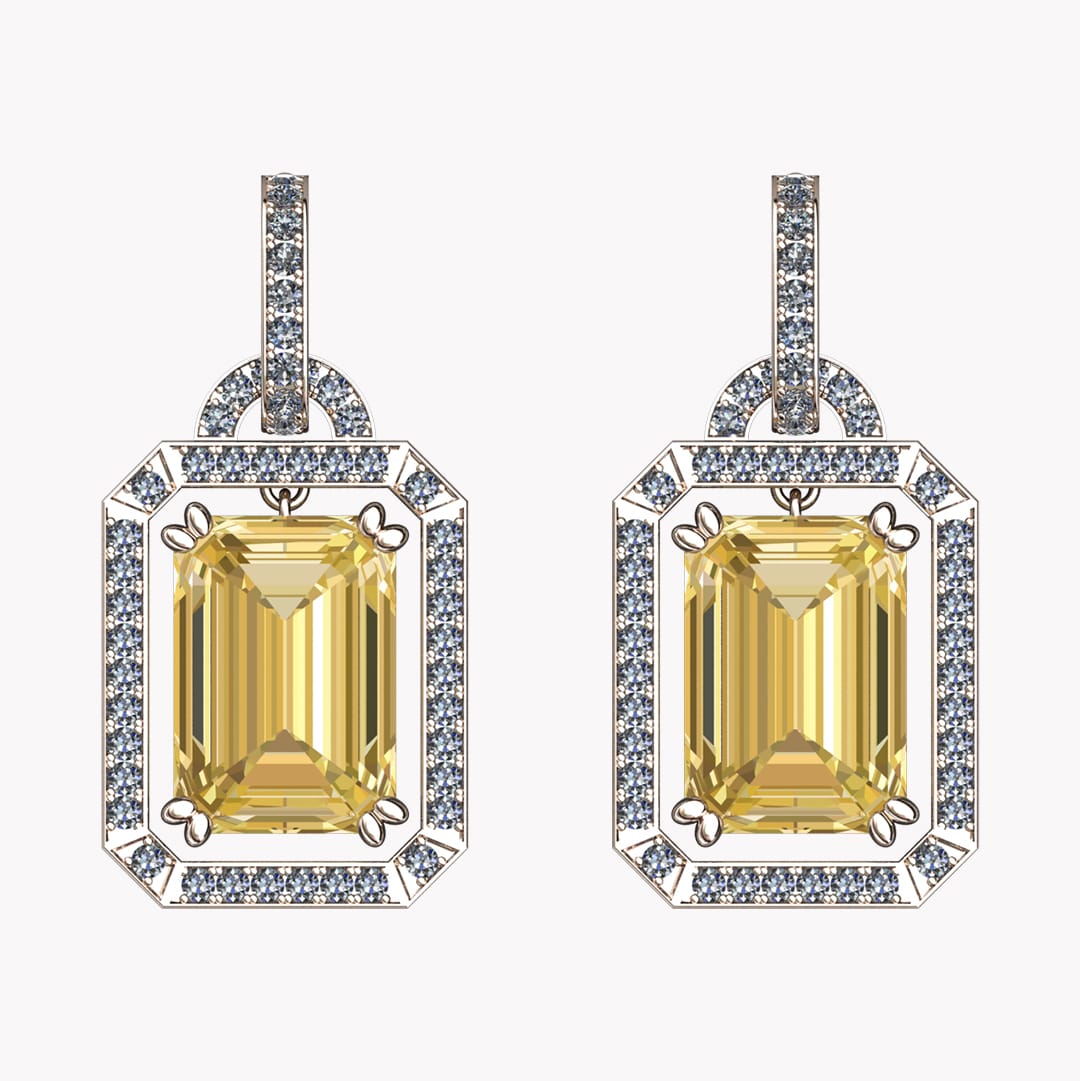 Art deco örhängen med gula ädelstenar