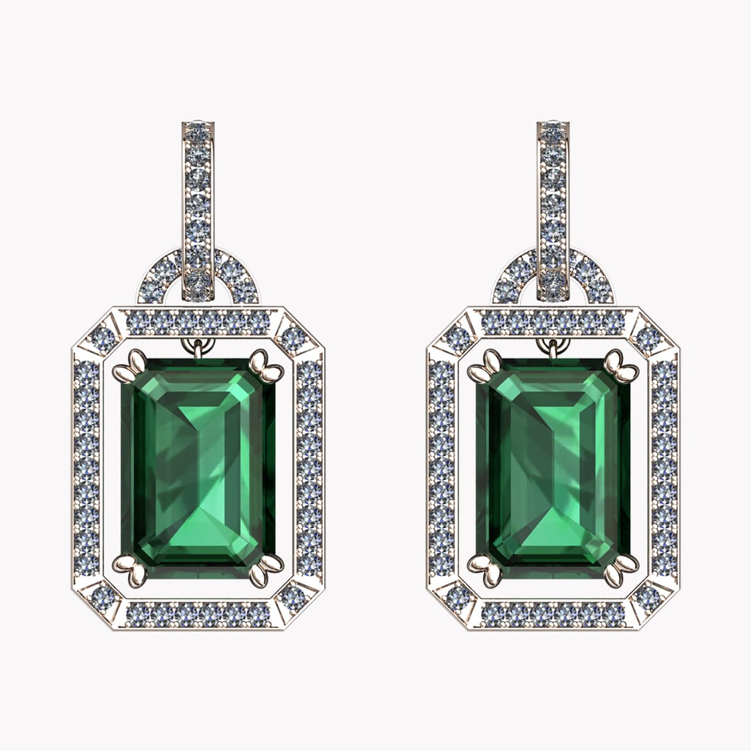 art deco örhängen med smaragder
